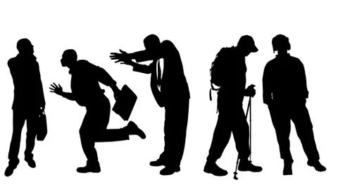 Vector silhouettes of different men. Stock Illustration