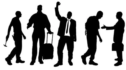 Vector silhouettes of different men. Stock Illustration
