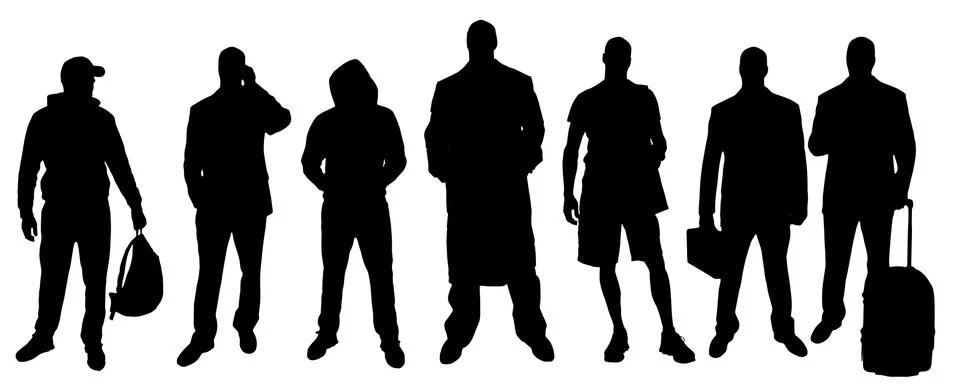 Vector silhouettes of different people. Stock Illustration