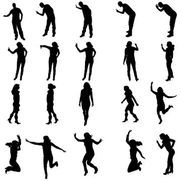 Vector silhouettes of different people. Stock Illustration