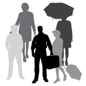 Vector silhouettes of different people. Stock Illustration