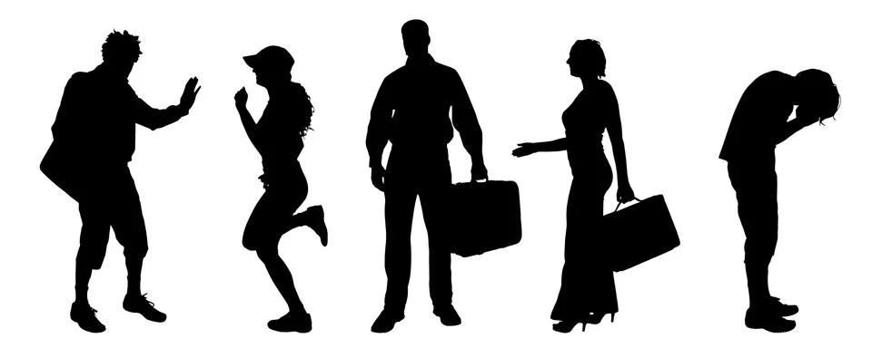 Vector silhouettes of different people. Stock Illustration