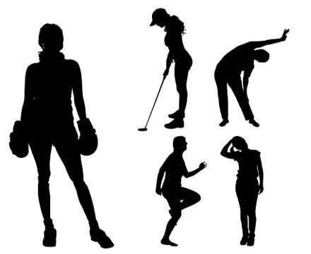 Vector silhouettes of different women. Stock Illustration