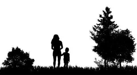 Vector silhouettes of family. Stock Illustration