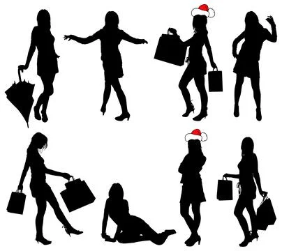 Vector silhouettes girls Stock Illustration