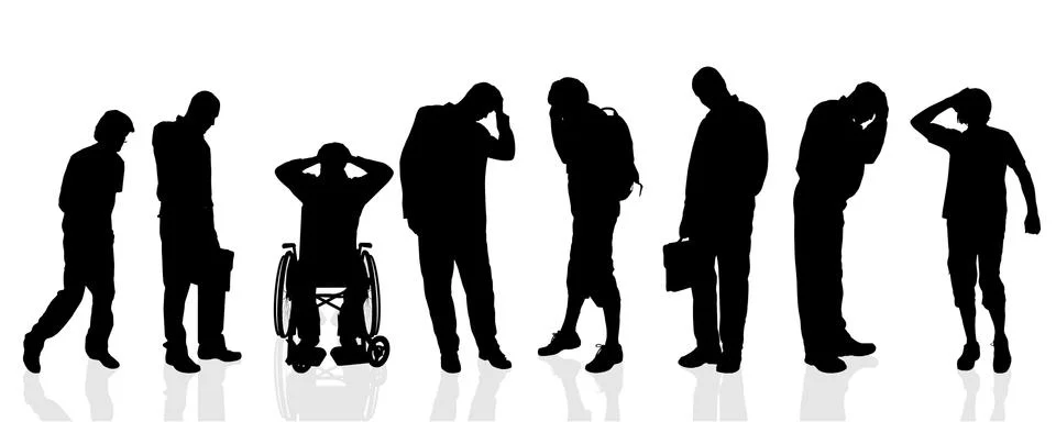 Vector silhouettes of man. Illustrazione stock