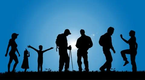 Vector silhouettes of people. Illustrazione stock