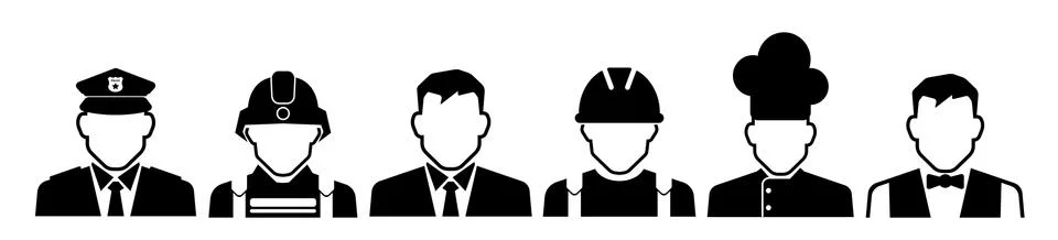 Vector silhouettes of profession icon 库存插图