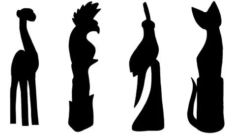 Vector silhouettes of various animals. Stock Illustration