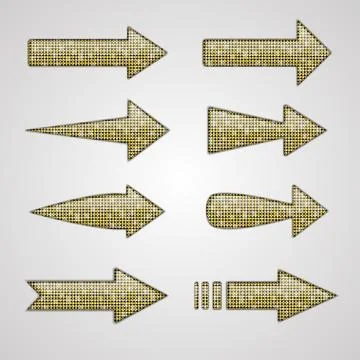 Vector silver arrows with elements of sequins. Stock Illustration