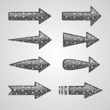 Vector silver arrows with elements of sequins. Stock Illustration