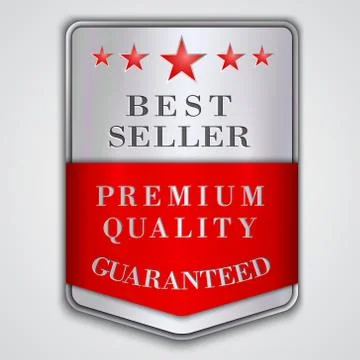 Vector  silver badge label with premium quality and best seller text Stock Illustration