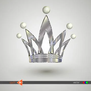 Vector. A silver crown. Metal. Isolated object on a white background. Icon. Stock Illustration