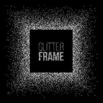Vector silver glitter frame. Square frame made of silver glitter isolated on Stock Illustration