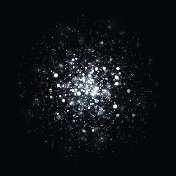 Vector silver glowing light glitter background. Christmas magic lights backgr Stock Illustration