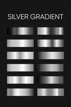 Vector silver gradient collection with metallic chrome shine 스톡 일러스트