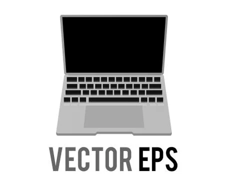 Vector silver laptop personal computer icon with showing empty screen, keyboa Stock Illustration