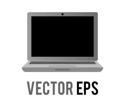 Vector silver laptop personal computer icon with showing empty screen, keyboa Stock Illustration