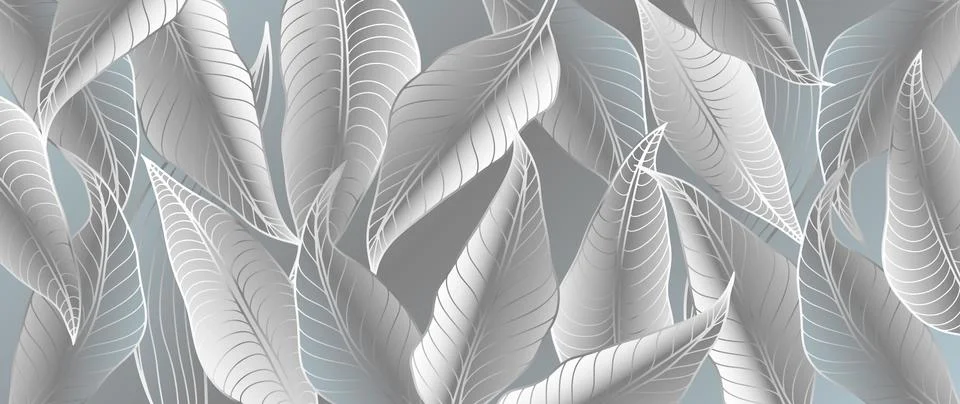 Vector silver luxury background with gradient gray-blue leaves Stock Illustration
