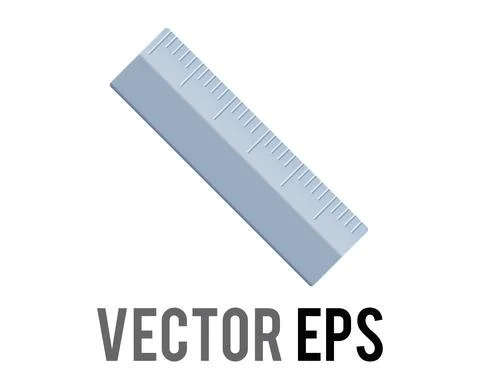 Vector silver metal straight ruler icon, as used to draw lines and measure di Stock Illustration