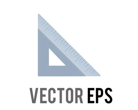 Vector silver metal triangular ruler icon, as used to draw lines and measure  Illustrazione stock