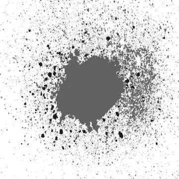Vector silver paint splash, splatter, and blob shiny on white background. Ilustración de archivo