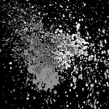 Vector silver paint splash, splatter, and blob shiny on black background. Ilustración de archivo