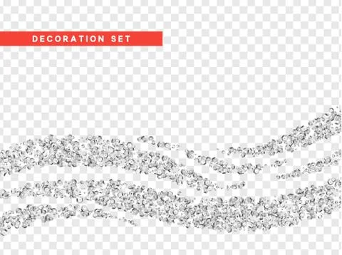 Vector silver sequins realistic design isolated on transparent background. Stock Illustration