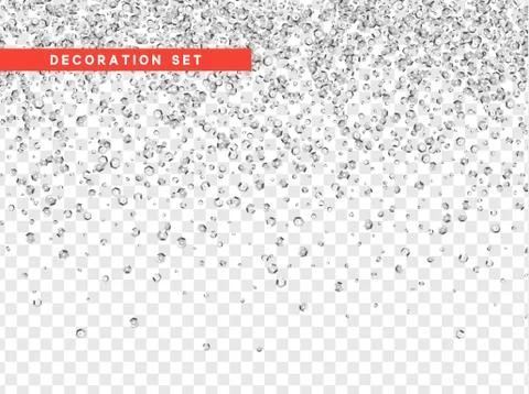 Vector silver sequins realistic design isolated on transparent background. Stock Illustration
