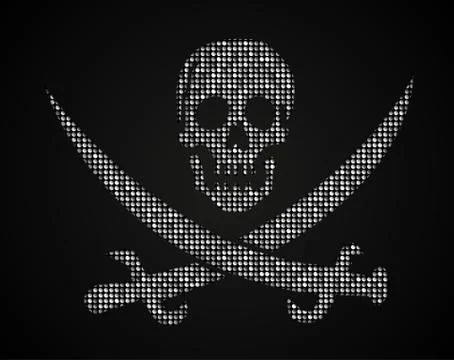 Vector silver sequins skull. Jolly Roger. Stock Illustration
