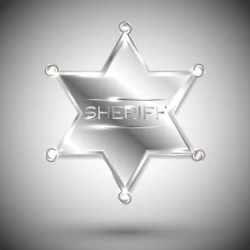 Vector silver sheriff star isolated on white background. vector six-pointed s Stock Illustration