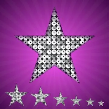 Vector silver star with elements of sequins. Stock Illustration
