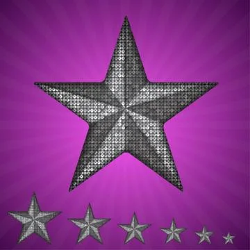 Vector silver star with elements of sequins. Stock Illustration