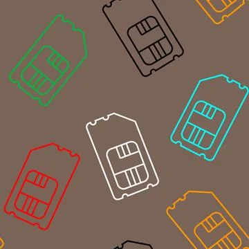 Vector SIM Cards Seamless Pattern on Background. Stock Illustration