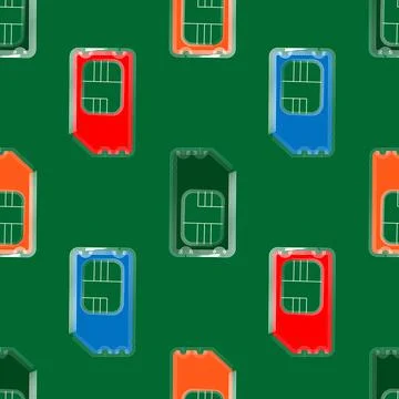 Vector SIM Cards Seamless Pattern on Background. Stock Illustration