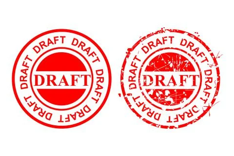 Vector Simple 2 Style Red Scratch Circle Rubber stamp, draft,  at Isolated on Stock Illustration