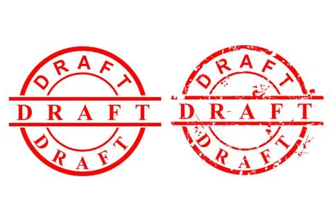 Vector Simple 2 Style Red Scratch Circle Rubber stamp, draft,  at Isolated on Stock Illustration