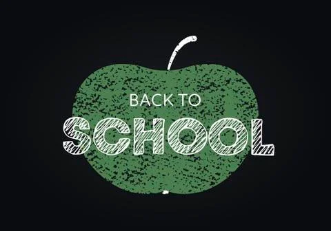 Vector simple back to school modern banner. White text on green apple 스톡 일러스트