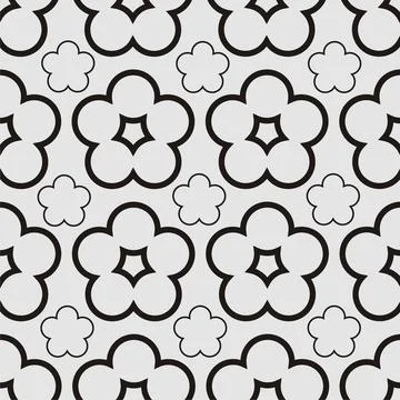 Vector of simple black flower line pattern design イラスト素材