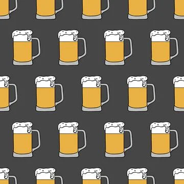 Vector simple bright beer mug seamless pattern Stock Illustration