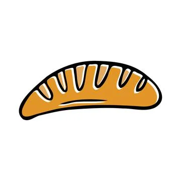 Vector simple brown doodle sketch baguette bread isolated on white background Stock Illustration