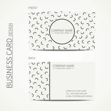 Vector simple business card design. Memphis style. Template. Black and white Stock Illustration