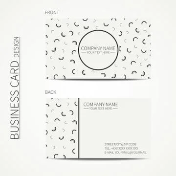 Vector simple business card design. Memphis style. Template. Black and white Stock Illustration