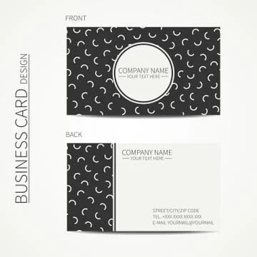 Vector simple business card design. Memphis style. Template. Black and white Stock Illustration