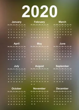 Vector simple calendar 2020 year. Stock Illustration