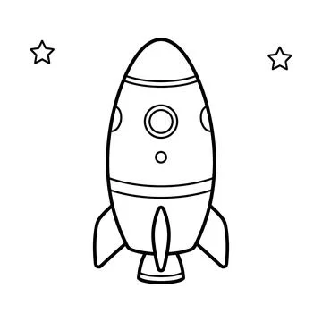 Vector of Simple cartoon rocket ship with stars Illustration