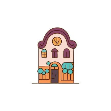 Vector simple cartoon style modern front side house icon. Vector strange house Stock Illustration