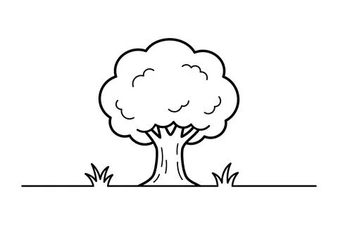 Vector of Simple cartoon tree illustration on white background Stock Illustration