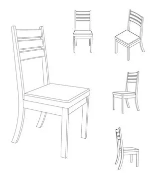 Vector simple chair with different views 스톡 일러스트