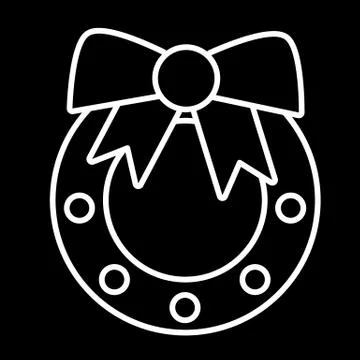 Vector simple Christmas tree toy with bow. Line art design. horseshoe christmas Stock Illustration